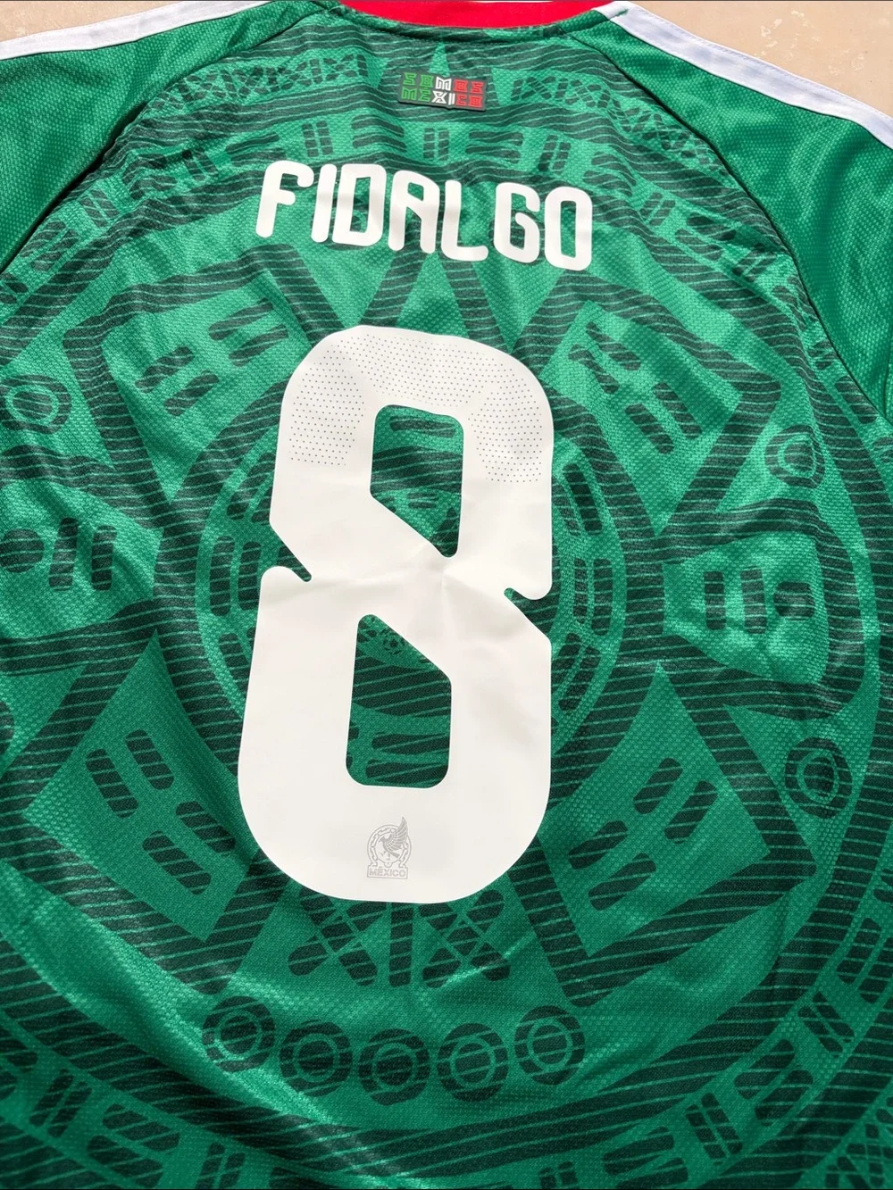 adidas Mexico Green #8 Soccer Jersey with Aztec Print